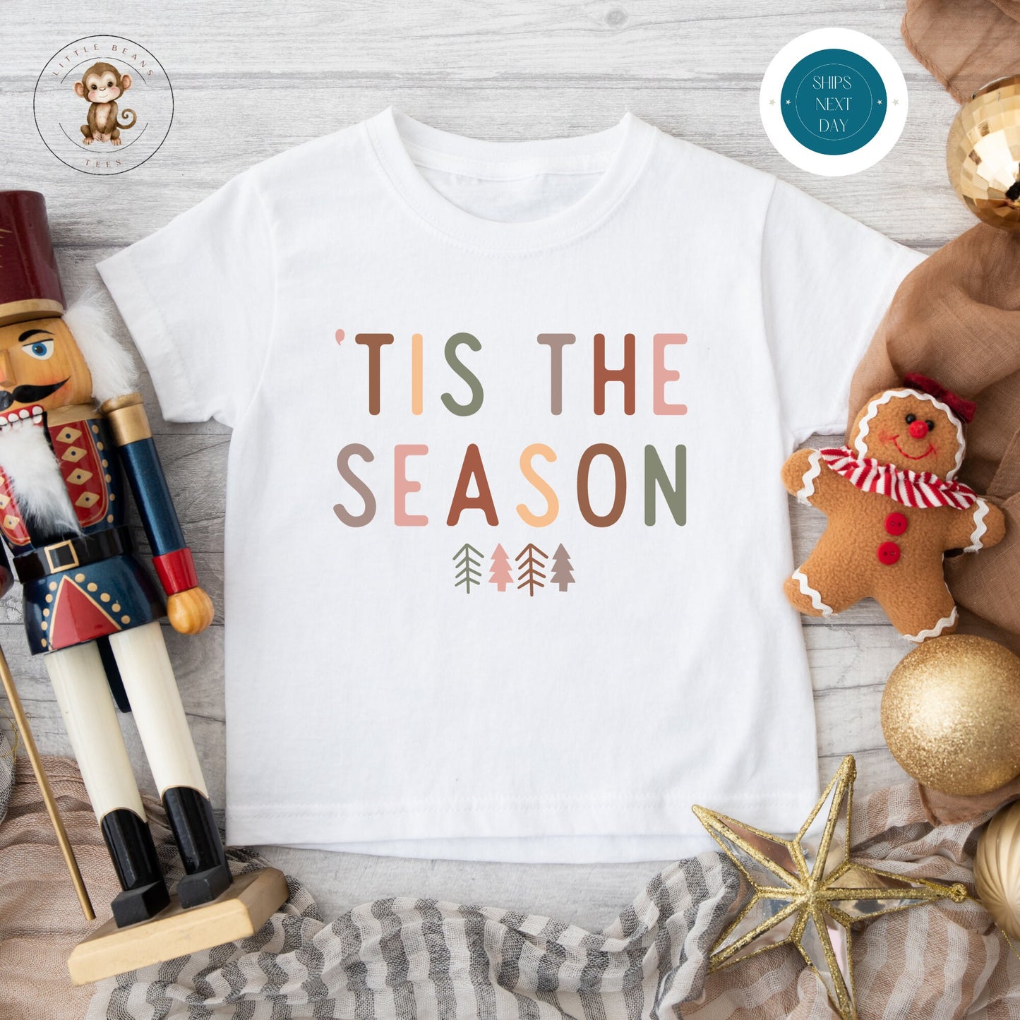 Tis the Season Holiday Onesie® | Custom Kids Tshirt | Cute Christmas Onesie® | Holiday Baby Gift | Retro Christmas Onesie®