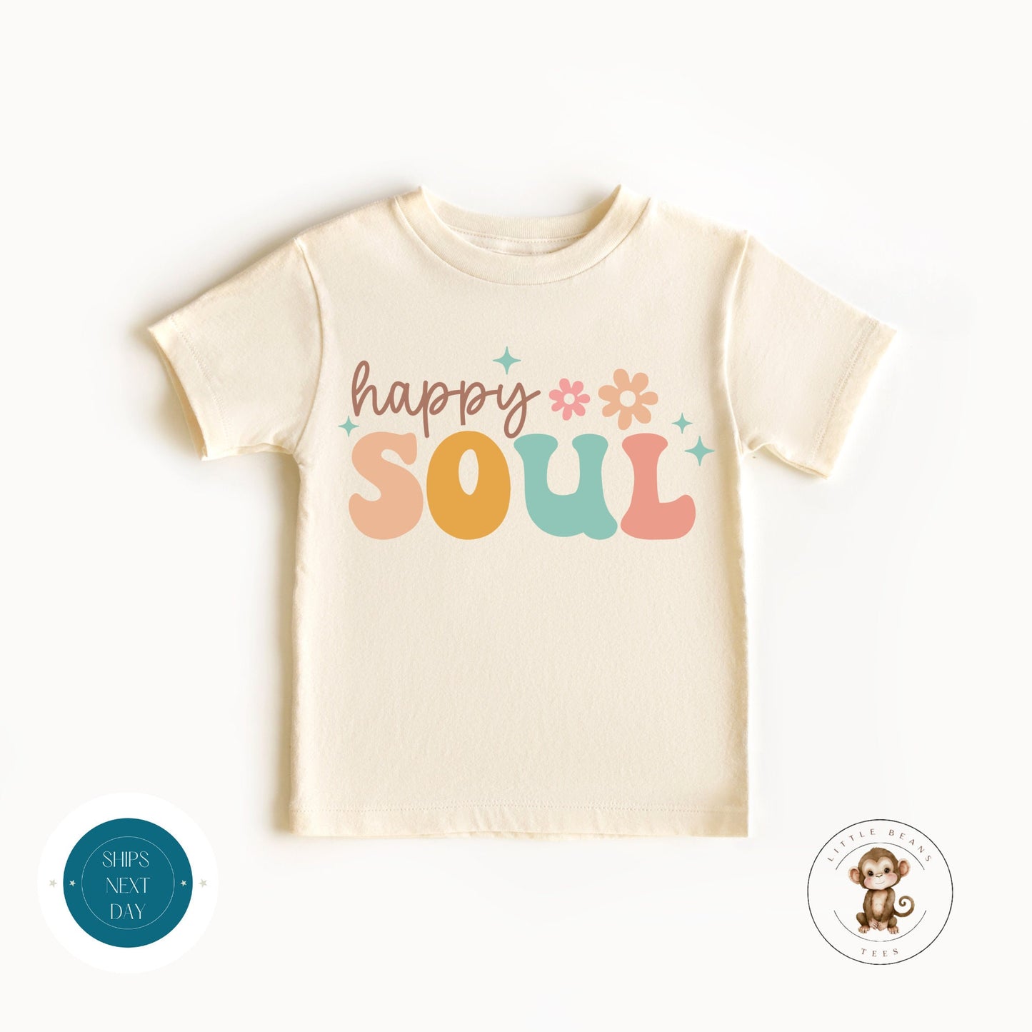 Happy Soul Natural Baby Onesie® | Retro Kids Tshirt | Cute Baby Shower Gift | New Parent Gift