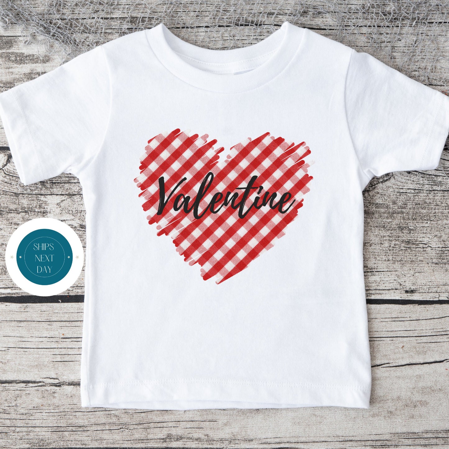 Red Gingham Personalized Heart Baby Onesie® | Valentine Kids Tshirt | Custom Baby Bodysuit | Valentines Day Tee