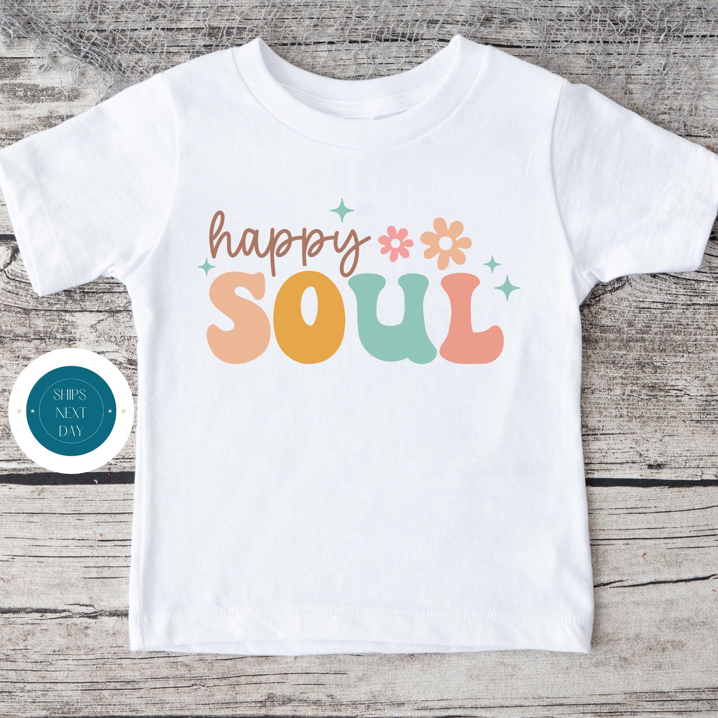 Happy Soul Natural Baby Onesie® | Retro Kids Tshirt | Cute Baby Shower Gift | New Parent Gift