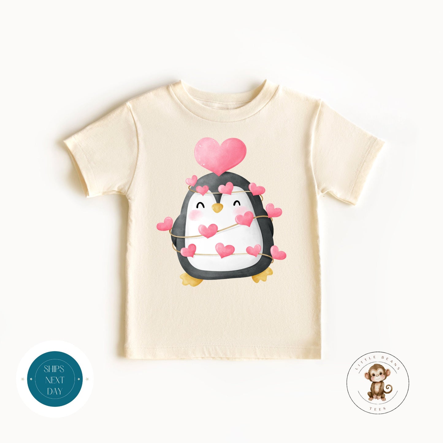 Penguin Heart Baby Onesie® | Valentine Kids Tshirt | Custom Baby Bodysuit | Valentines Day Tee