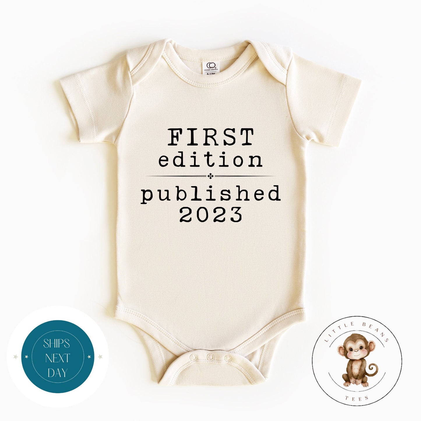 First Edition Published 2023 Natural Kids Tshirt | Funny Baby Onesie® | Baby Shower Gift | Cute Kids Tshirt