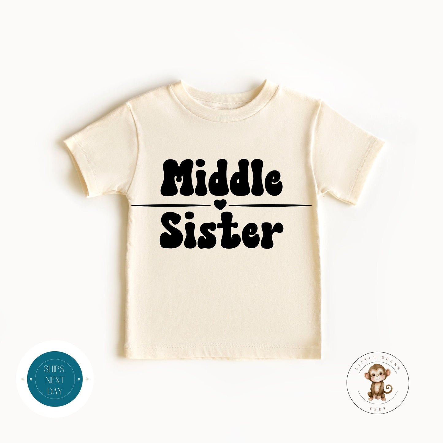 Middle Sister Heart Baby Onesie® | Middle Sister Tshirt | Custom Sister Tee