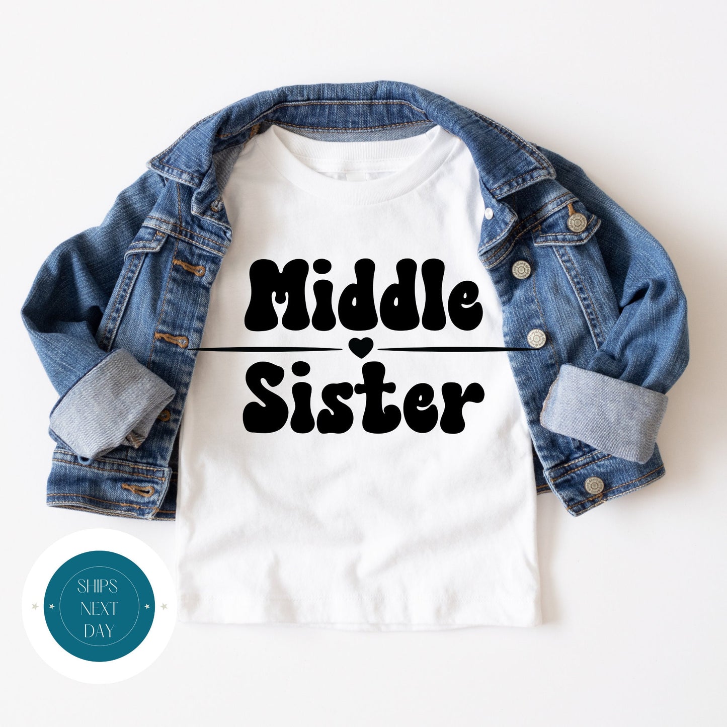 Middle Sister Heart Baby Onesie® | Middle Sister Tshirt | Custom Sister Tee