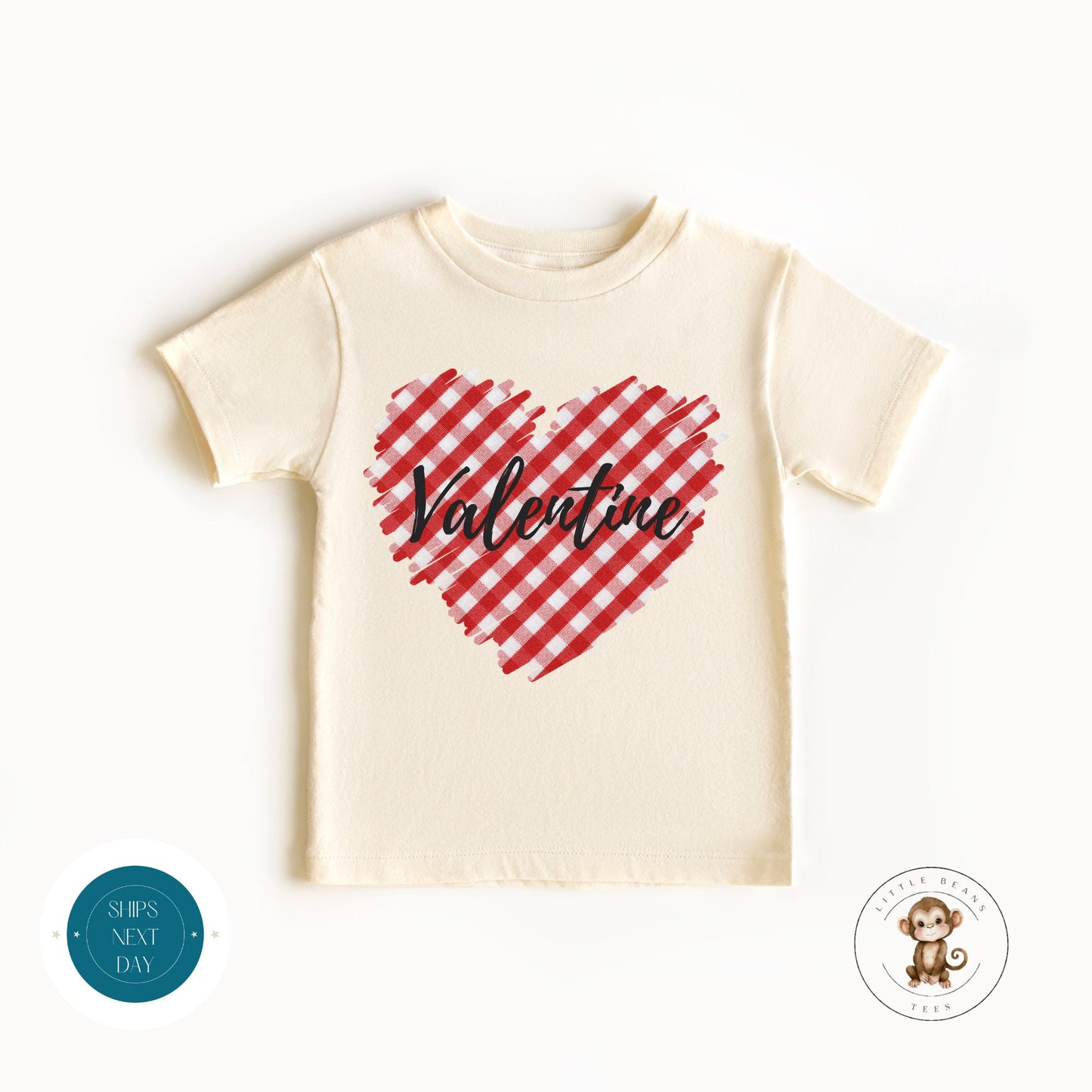 Red Gingham Personalized Heart Baby Onesie® | Valentine Kids Tshirt | Custom Baby Bodysuit | Valentines Day Tee