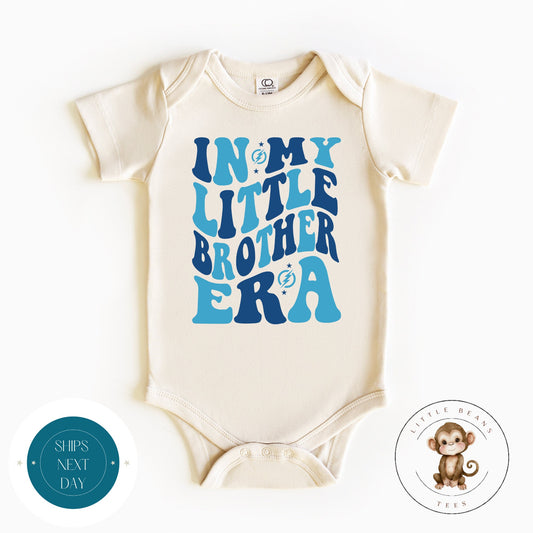 In My Little Brother Era Blue Baby Onesie® | Brother Tshirt | Custom Baby Bodysuit | Little Brother Tee