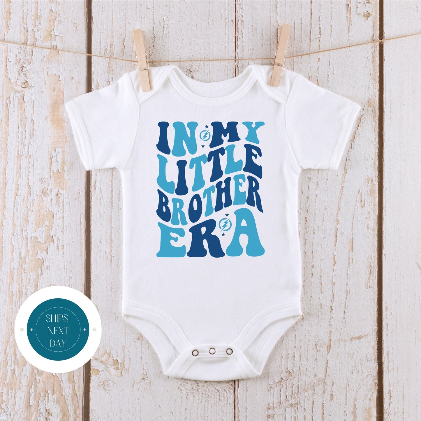 In My Little Brother Era Blue Baby Onesie® | Brother Tshirt | Custom Baby Bodysuit | Little Brother Tee