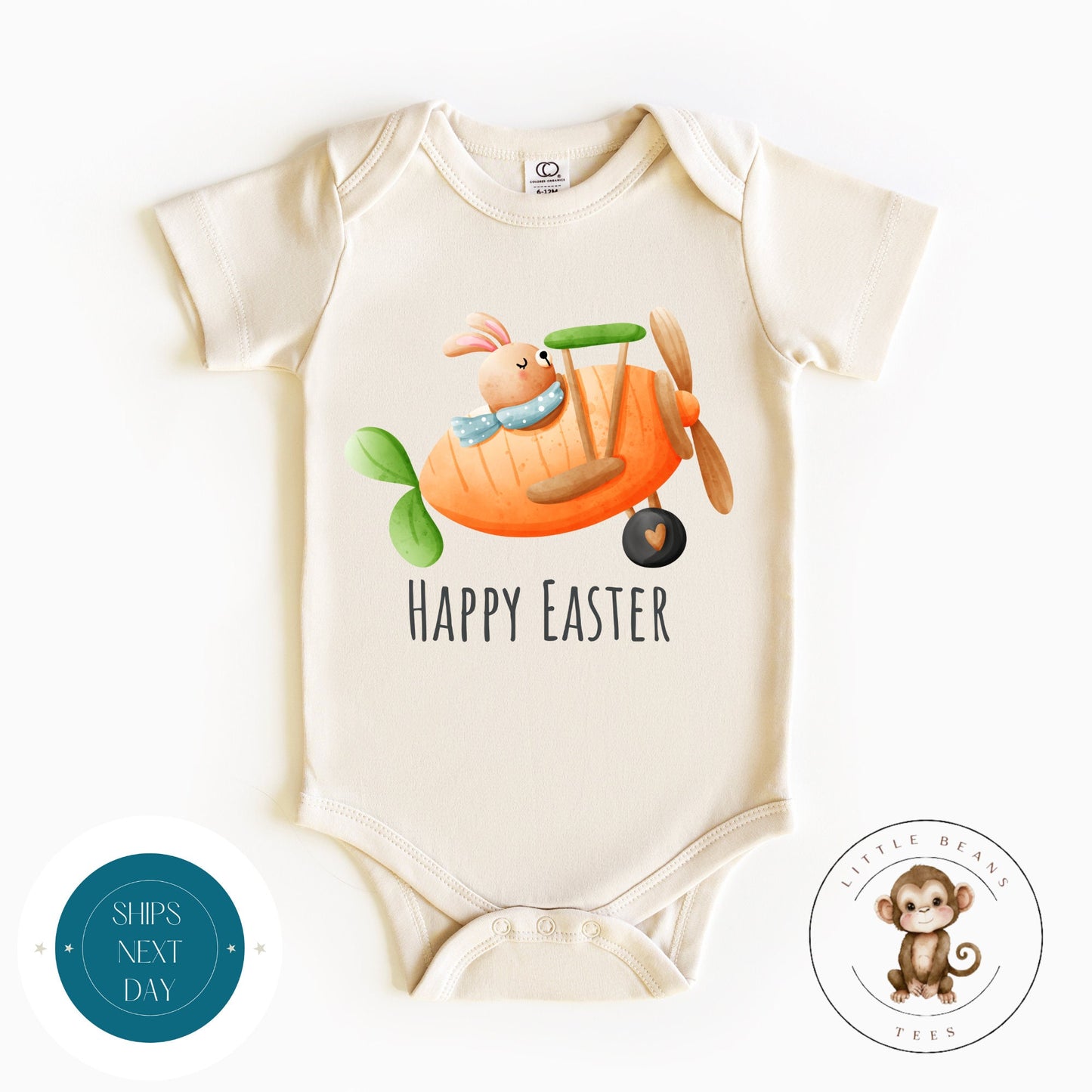 Happy Easter Carrot Plane Baby Onesie® | Cute Easter Kids Tshirt | Easter Bunny Gift Onesie®