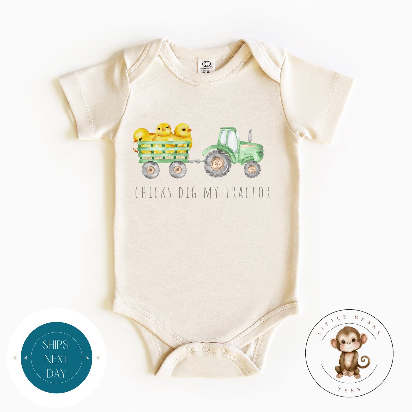 Easter Chicks Dig My Tractor Baby Onesie® | Cute Easter Kids Tshirt | Easter Bunny Gift Onesie®