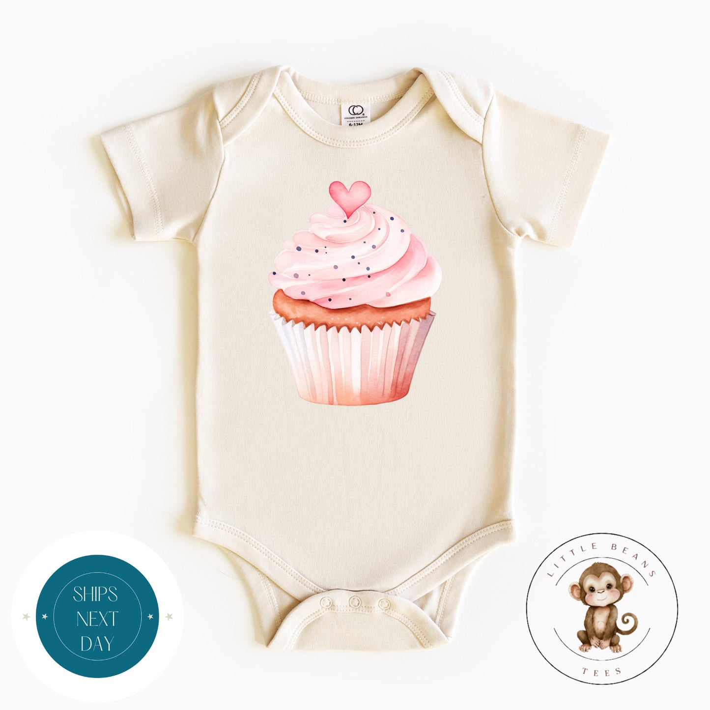 Valentine Cupcake Baby Onesie® | Valentine Kids Tshirt | Custom Baby Bodysuit | Valentines Day Tee