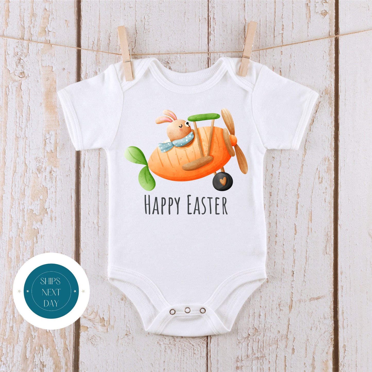 Happy Easter Carrot Plane Baby Onesie® | Cute Easter Kids Tshirt | Easter Bunny Gift Onesie®