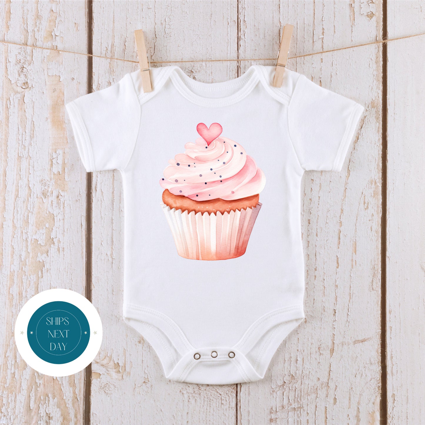 Valentine Cupcake Baby Onesie® | Valentine Kids Tshirt | Custom Baby Bodysuit | Valentines Day Tee